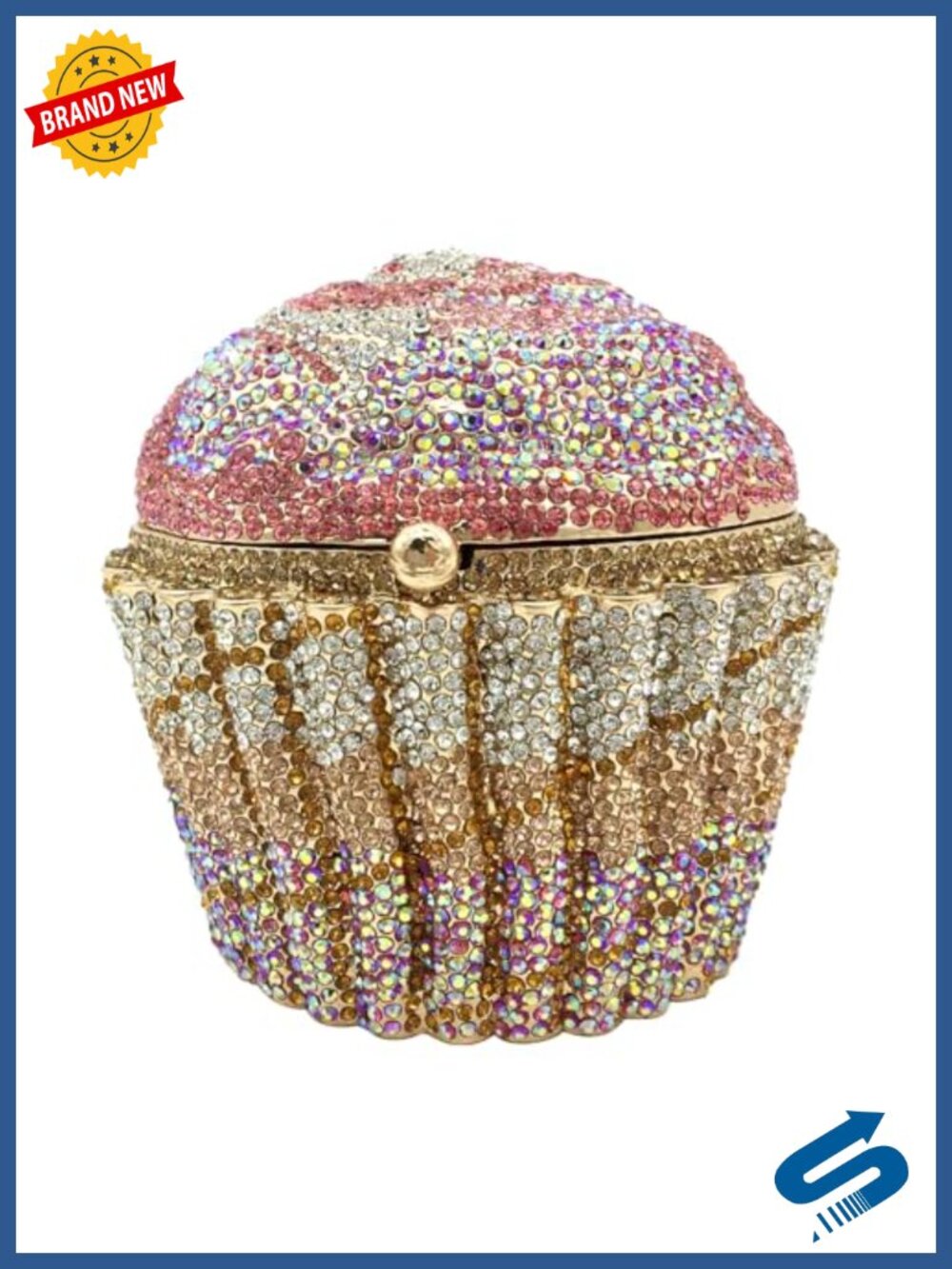 Crystal Cupcake Evening Handbag Crystal Clutch Purse Women's Formal Party Bag